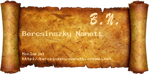 Bercsinszky Nanett névjegykártya